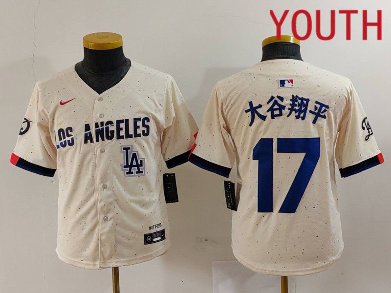 Youth Los Angeles Dodgers #17 Ohtani Cream Fashion Nike Game MLB Jersey style 7014->youth mlb jersey->Youth Jersey
